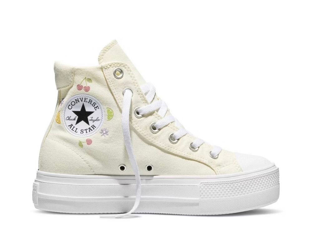 Women’s Converse Platform Hightop Sneakers -cream fruit